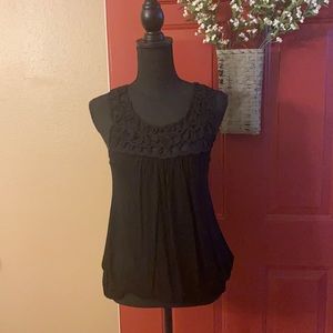 Wet Seal, crotchet-like neckline, black tank